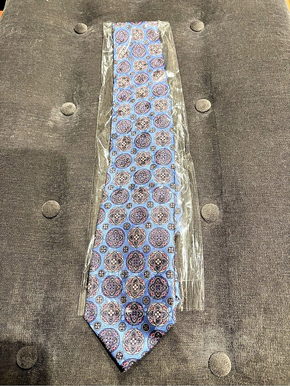Canali Geometric Silk Tie in Blue & Red
